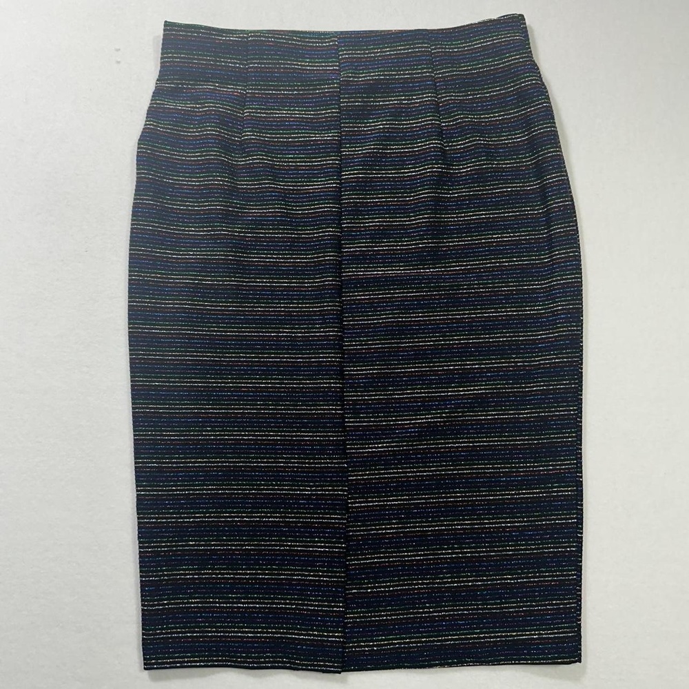Eci Black Multi-Colored Glitter Striped Knee-Length Pencil Skirt Size Medium - Picture 3 of 8